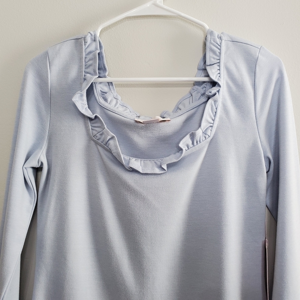 Rachel Parcell Light Blue Ruffle Top - Picture 4 of 11